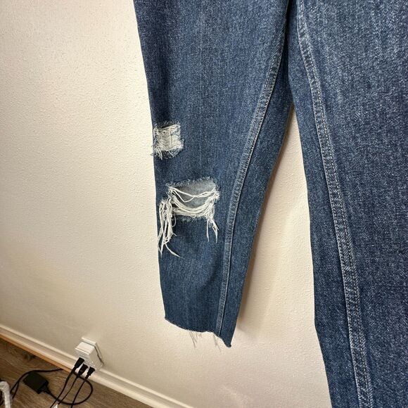 Guess Dark Blue Wash Distressed Slim Leg Raw Hem Denim Jeans 28 - Picture 5 of 16